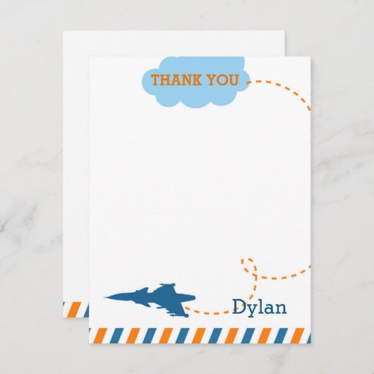 Jet Plane - Hartelijk dank - Fighter Plane Bedankkaart (Voorkant / Achterkant)