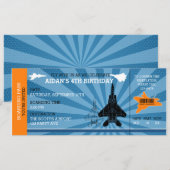 Jet Plane Verjaardagsuitnodigingen (blauw Sinaasap Kaart (Voorkant / Achterkant)