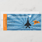 Jet Plane Verjaardagsuitnodigingen (blauw Sinaasap Kaart (Voorkant)