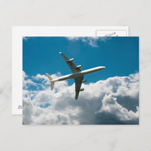 Jet Plane verspreidt zich in wolken Briefkaart (Voorkant / Achterkant)