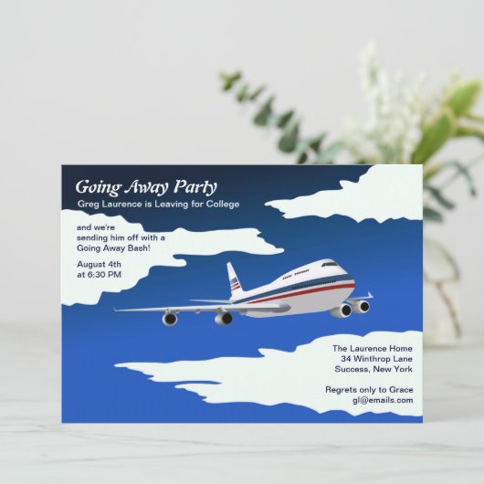Jet Plane weggaat partijuitnodiging Kaart (Staand voorkant)