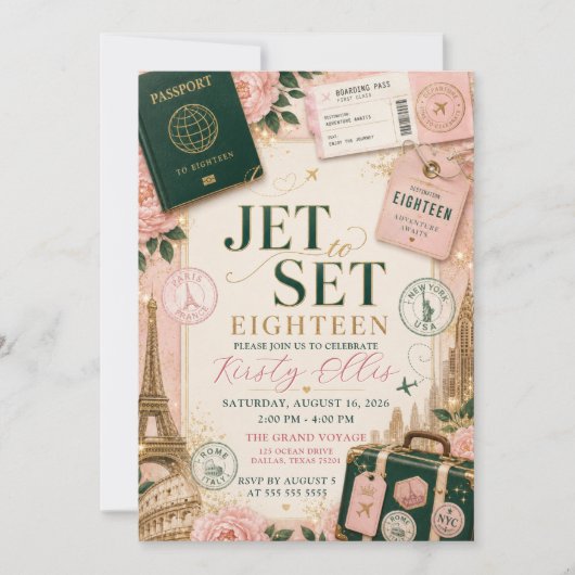 Jet Set Achttiende Verjaardagsfeest Kaart (Voorkant)
