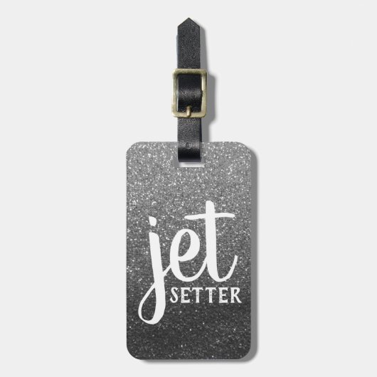 Jet Setter Traveler Silver Glitter Travel Queen Bagagelabel (Voorkant verticaal)