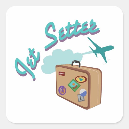Jet Setter Vierkante Sticker (Voorkant)