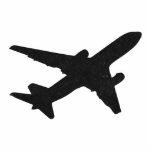 Jet Silhouette Staand Fotobeeldje<br><div class="desc">Silhouette van een straalvliegtuig dat boven de grond opstijgt.</div>
