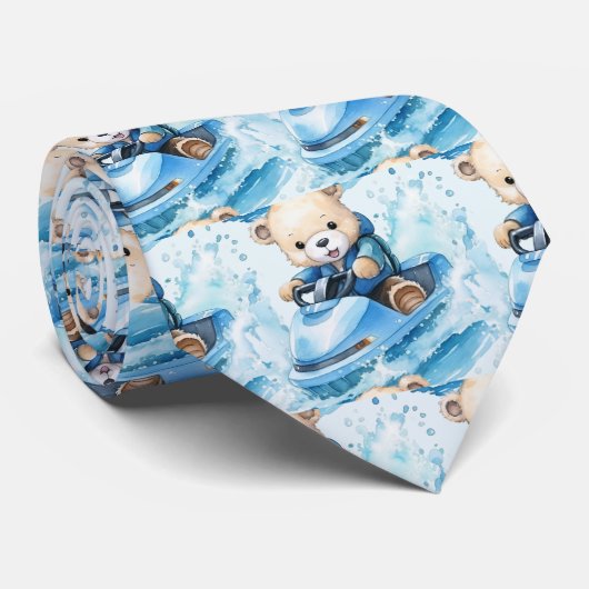Jet Ski Blauwe Teddyshirt Stropdas (Opgerold)