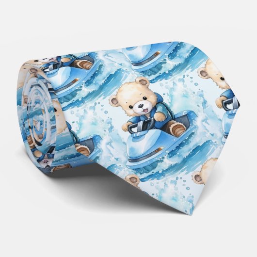 Jet Ski Blue Teddy Bear Stropdas (Opgerold)