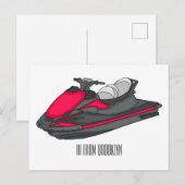 Jet ski cartoon illustration briefkaart (Voorkant / Achterkant)
