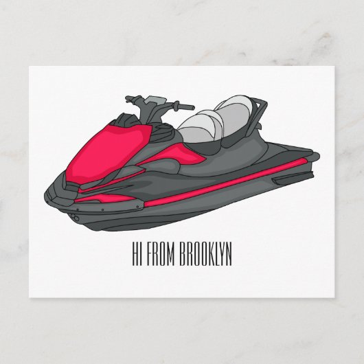 Jet ski cartoon illustration briefkaart (Voorkant)