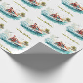 Jet Ski Christmas Holiday with Santa Claus Cadeaupapier (Hoek)
