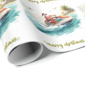 Jet Ski Christmas Holiday with Santa Claus Cadeaupapier (Rol Hoek)