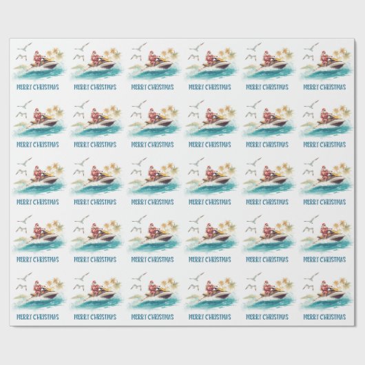 Jet Ski Christmas Holiday with Santa Claus Cadeaupapier (Vlak)