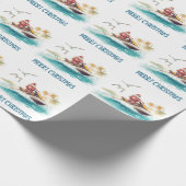 Jet Ski Christmas Holiday with Santa Claus Cadeaupapier (Hoek)