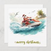 Jet Ski Christmas Holiday with Santa Claus Feestdagenkaart (Voorkant / Achterkant)