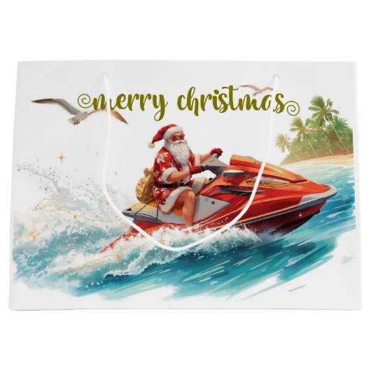 Jet Ski Christmas Holiday with Santa Claus Groot Cadeauzakje (Voorkant)