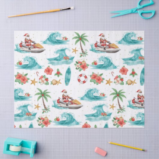 Jet Ski Christmas Holiday with Santa Claus Tissuepapier (Craft)