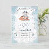 Jet ski elephant Baby shower Uitnodiging (Staand voorkant)