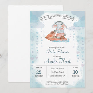 Jet ski elephant Baby shower Uitnodiging