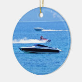 Jet Ski en boten in de oceaan Keramisch Ornament (Links)