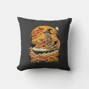 Jet Ski Halloween skelet heks pompoen ontwerp_1 Kussen