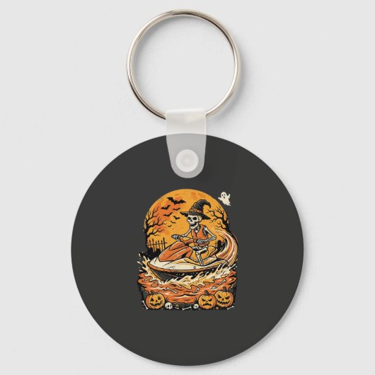 Jet Ski Halloween skelet heks pompoen ontwerp_1 Sleutelhanger (Voorkant)