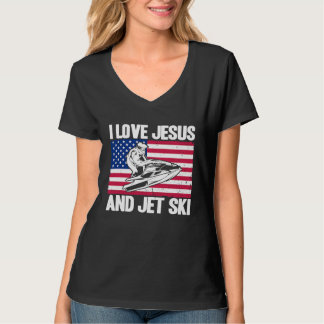 Jet Ski I Love Jesus And Jet Ski American Flag T-shirt