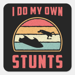 Jet Ski ik doe mijn eigen Stunts Jet Skiing Water Vierkante Sticker