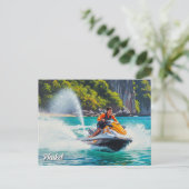 Jet Ski in Phuket Patong Beach Thailand Travel Briefkaart (Staand voorkant)