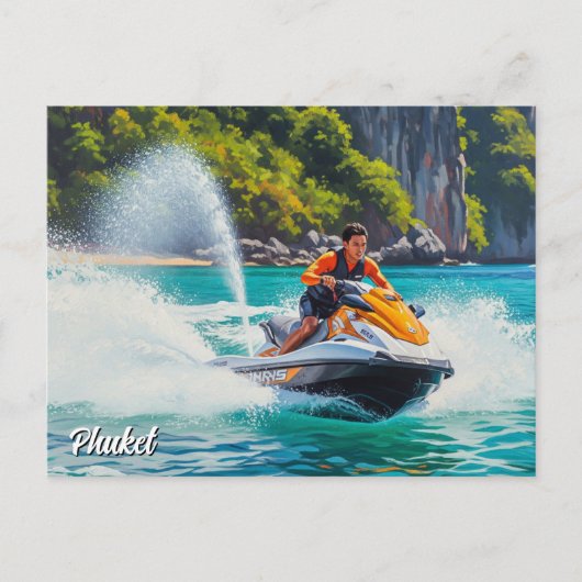 Jet Ski in Phuket Patong Beach Thailand Travel Briefkaart (Voorkant)
