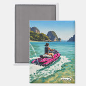 Jet Ski in Phuket Patong Beach Thailand Travel Magneet (Voorkant / Achterkant)