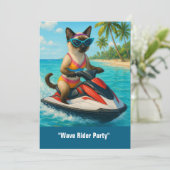 Jet Ski in the sea for Sport water and Cat lovers Kaart (Staand voorkant)