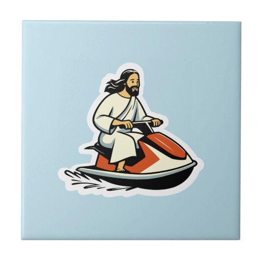 Jet-Ski Jesus Tegeltje (Voorkant)