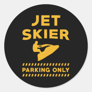 Jet Ski Jet Skier Parking only Water Jet Skiing Ronde Sticker