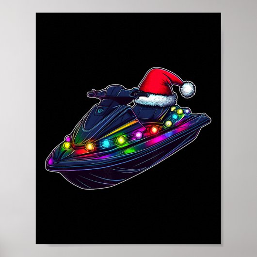 Jet Ski Jet Skiing Kerstmuts Kerstmis Poster (Voorkant)