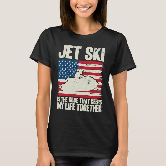 Jet Ski Keeps My Life Together American Flag T-shirt (Voorkant)