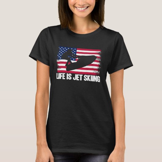 Jet Ski Life is Jet Skiing American Flag T-shirt (Voorkant)