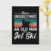 Jet Ski onderschat nooit een oud Man jet Skiing Kaart (Gele Bloem)