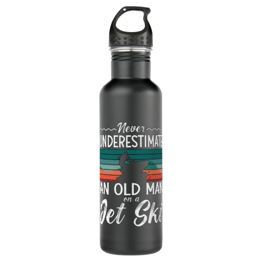 Jet Ski onderschat nooit een oud Man jet Skiing Waterfles (Voorkant)