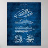 Jet Ski Patent Blueprint Watersport Gift Poster (Voorkant)
