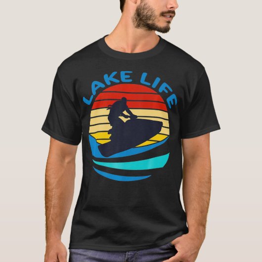 Jet Ski Rider Lake Life  Retro Sunset Summe T-shirt (Voorkant)