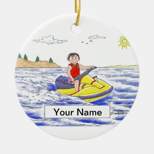Jet Ski Rider - Vrouw Keramisch Ornament (Voorkant)