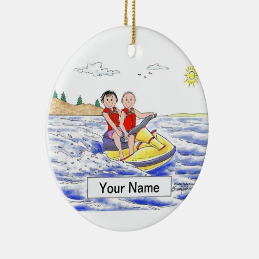 Jet Ski Riding Couple Keramisch Ornament (Rechts)