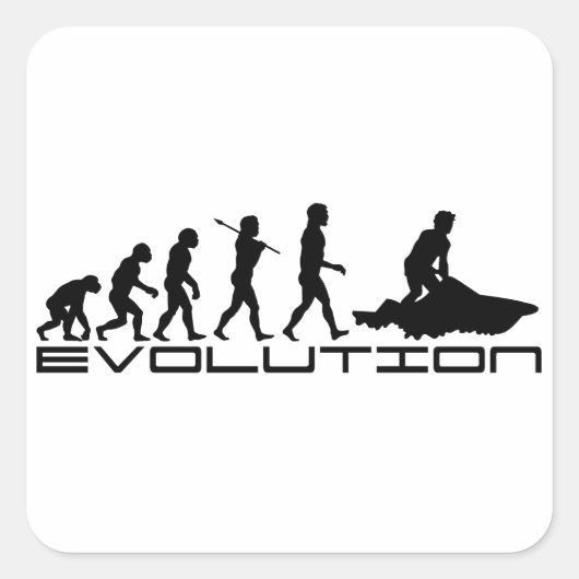 Jet Ski Skiën Water Sport Evolution Art Vierkante Sticker (Voorkant)