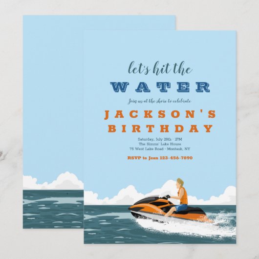 Jet Ski Uitnodigingen (Voorkant / Achterkant)