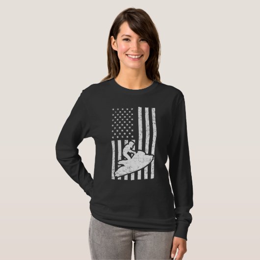 Jet Ski Us American Flag Jet Skiing T-shirt (Voorkant volledig)
