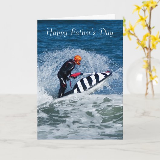 Jet Ski Vaderdag Wenskaart Kaart (Gele Bloem)