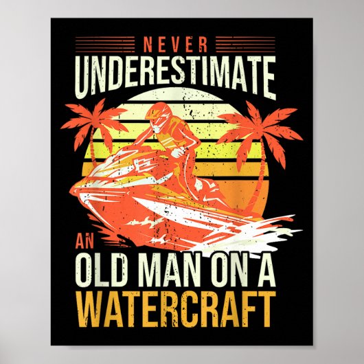 Jet skiende vader watercraftrijder oude man vader poster (Voorkant)