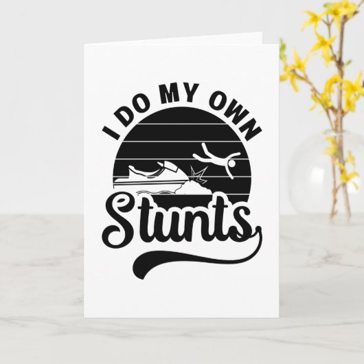 Jet Skiing I Do My Own Stunts Jet Ski Retro Jetski Kaart (Gele Bloem)