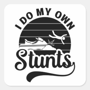 Jet Skiing I Do My Own Stunts Jet Ski Retro Jetski Vierkante Sticker