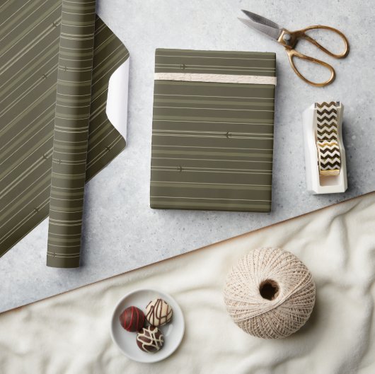 Jet Stream Strepen Olijfgroen Cadeaupapier (Crafts)